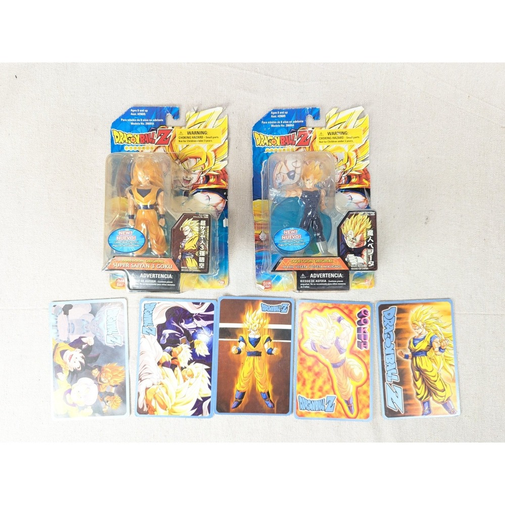 Bandai Dragon Ball Z Super Saiyan 3 Goku Majin Vegeta Figures and Art Cards Lot